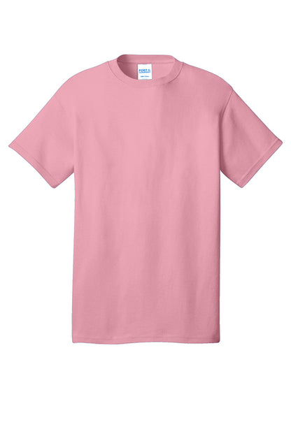 Pink t-shirt with Gildan label on a white background