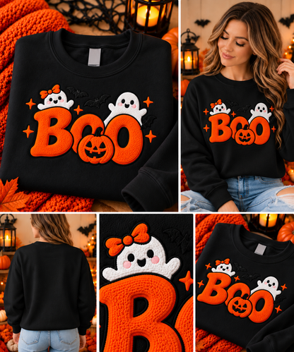 BOO Embroidered Halloween Crewneck Sweatshirt