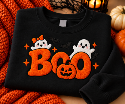 BOO Embroidered Halloween Crewneck Sweatshirt
