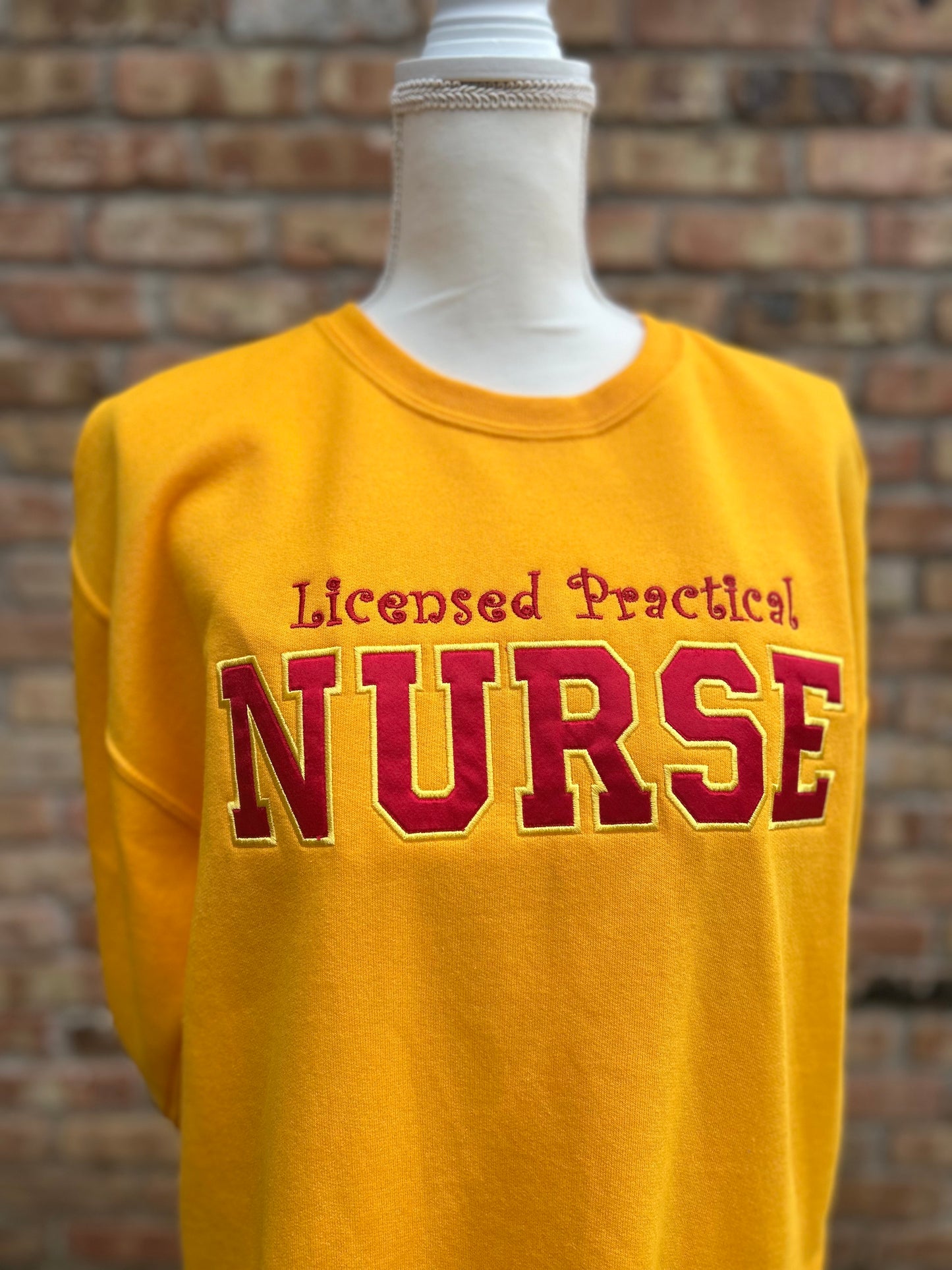 Custom Nurse Embroidered Sweatshirt – Licensed Practical Nurse (LPN), RN, Name, Sleeve Personalization