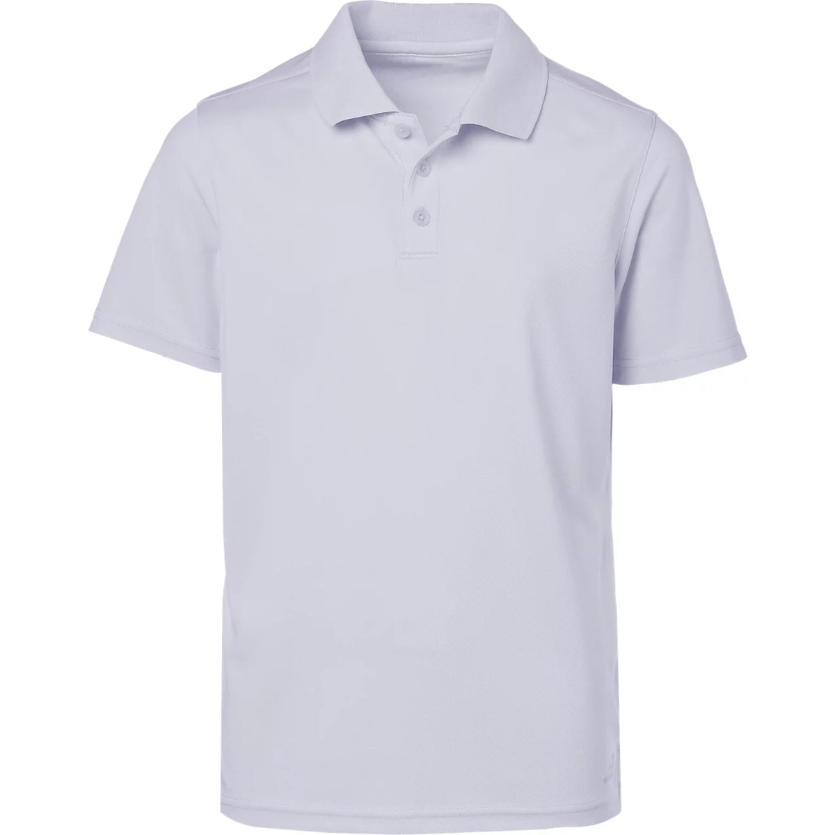 A short-sleeve polo shirt in a very light lavender or pale purple color, shown against a plain white background.