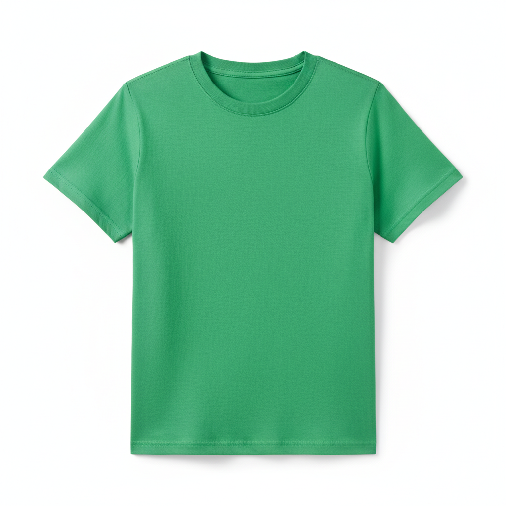 Green t-shirt on a white background
